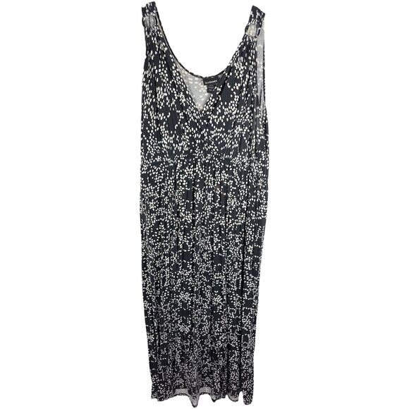 Lane Bryant Plus Size 28 Maxi Dress Black‎ White Sleeveless Full Dotted 1066 - Picture 1 of 13